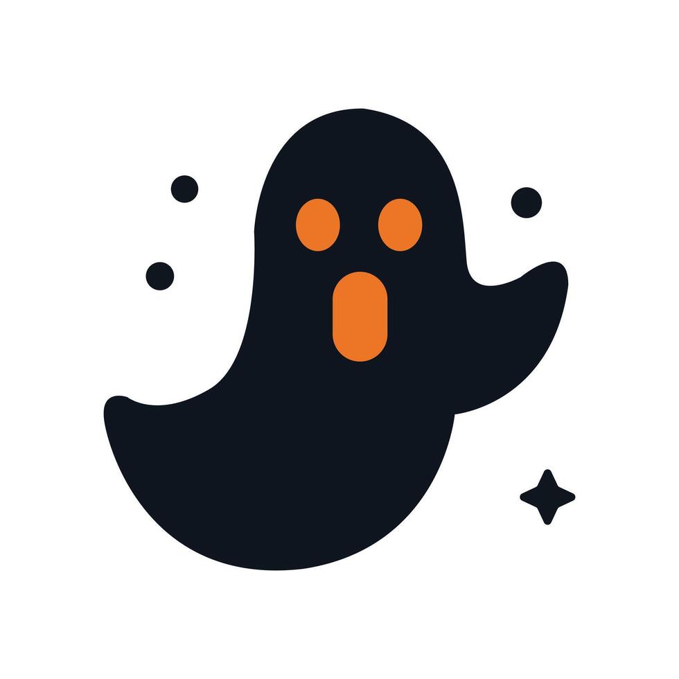 A ghost icon with orange eyes and a smile vector