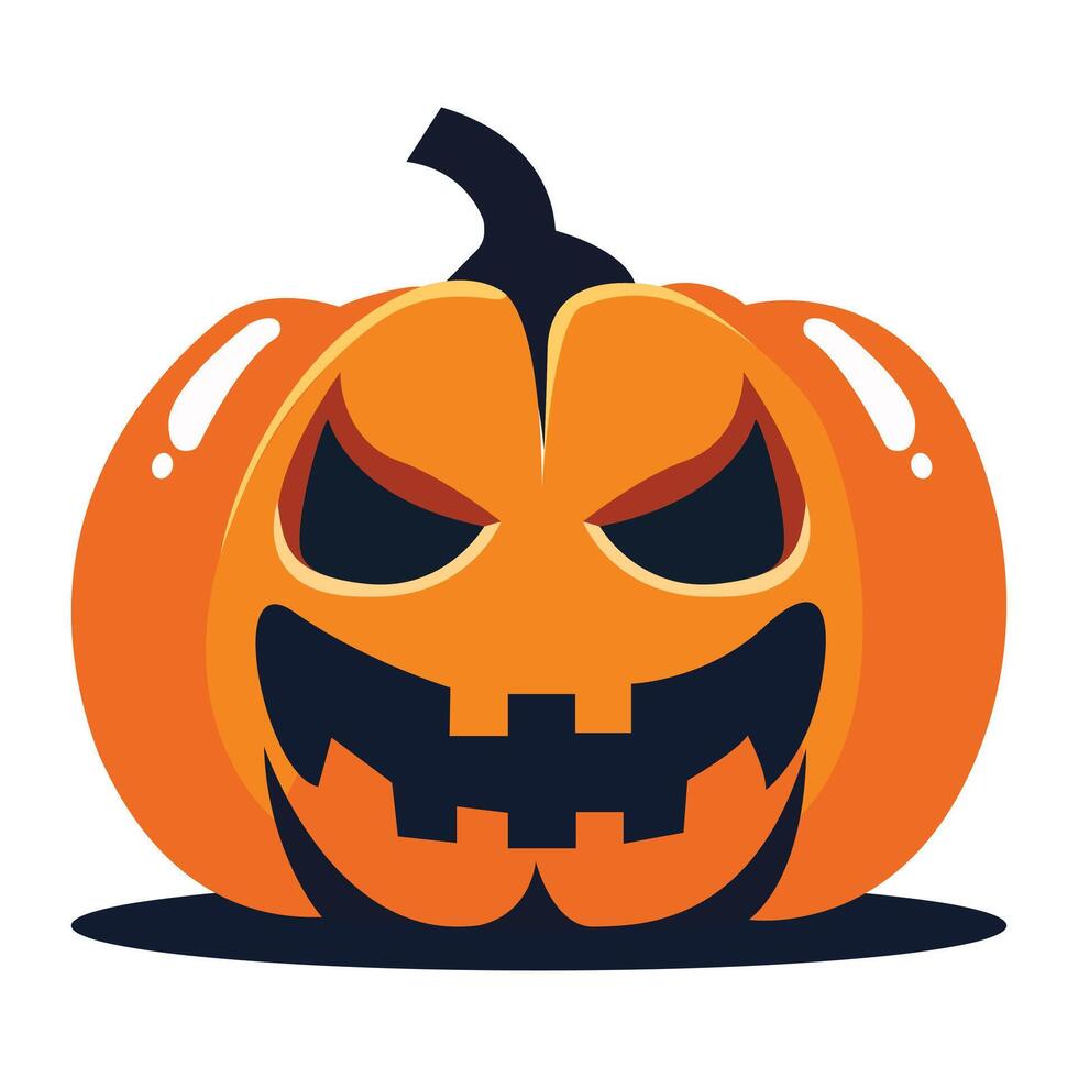 Halloween pumpkin with scary face on white background vector