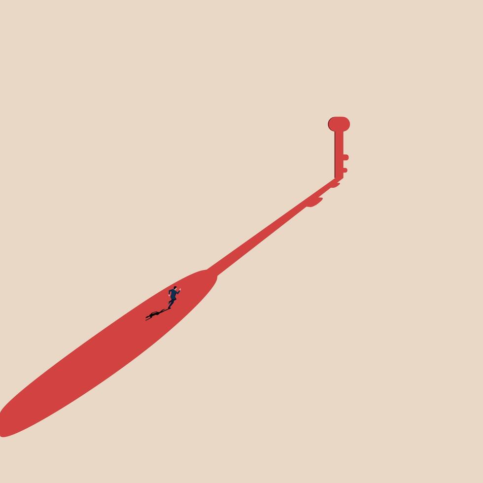 Businessman running to the key door vector