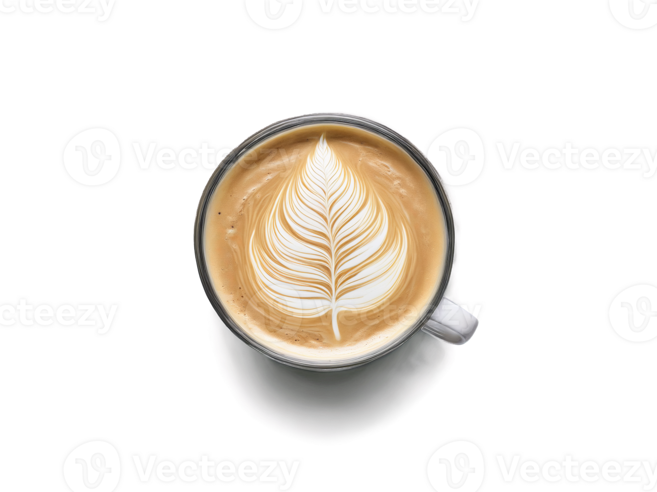 Flat White A velvety flat white in a minimalist glass with a delicate fern latte png
