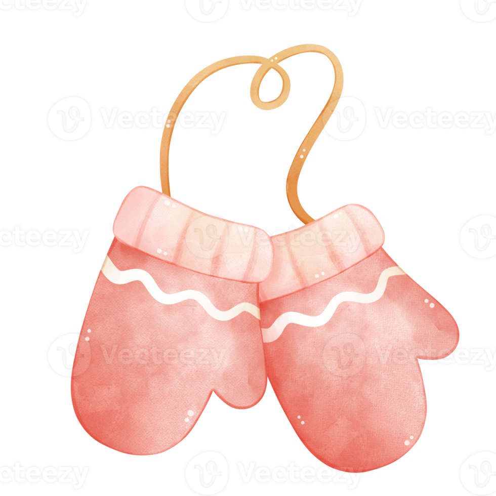 Illustration of cozy pink mittens png