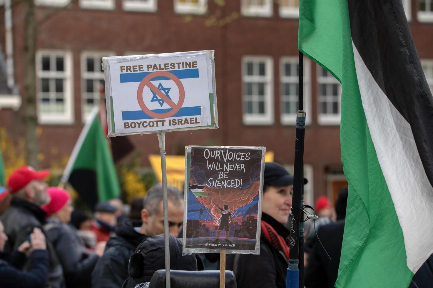 Free Palestine Billboard At The International Day Against Racism And Discrimination From The 21 March Comite At Amsterdam The Netherlands 23-3-2024 photo