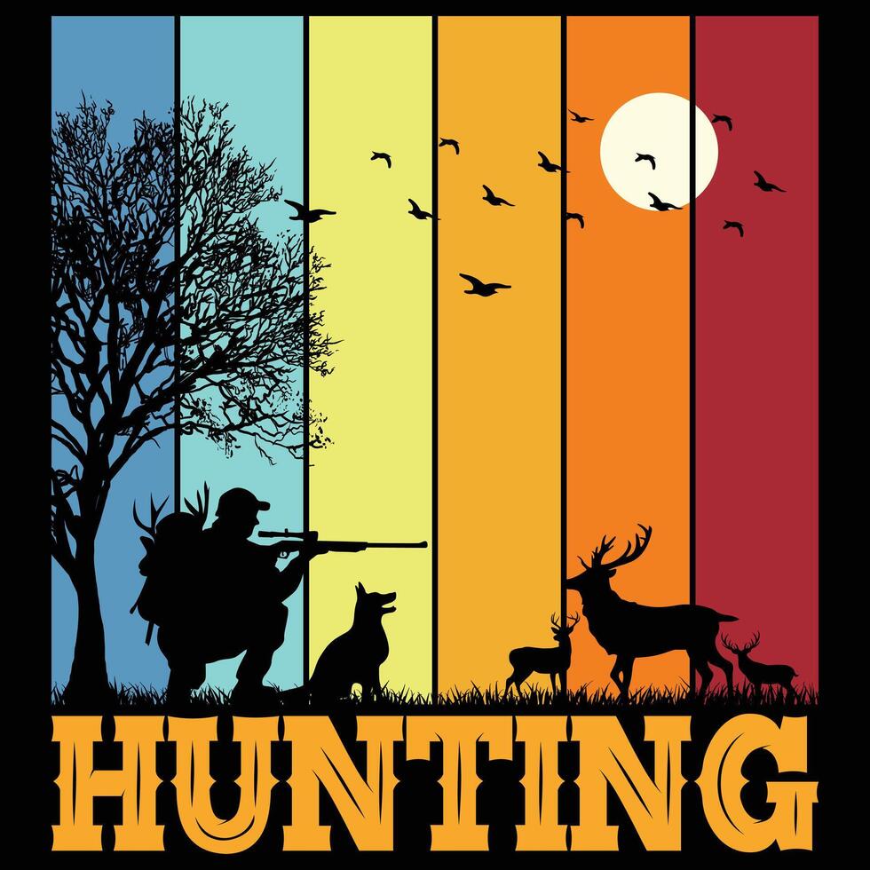 Hunting t-shirt design, Hunting Vintage T-Shirt Design, Trendy T-Shirt Design, Hunting vector