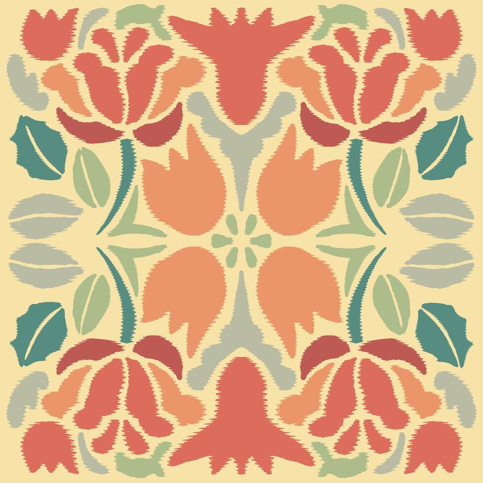 Ikat beautifully pattern is a traditional local fabric design featuring floral and foliage motifs in continuous ikat patterns. the background is beautifully shaded, suitable for fashion. sweet color. vector