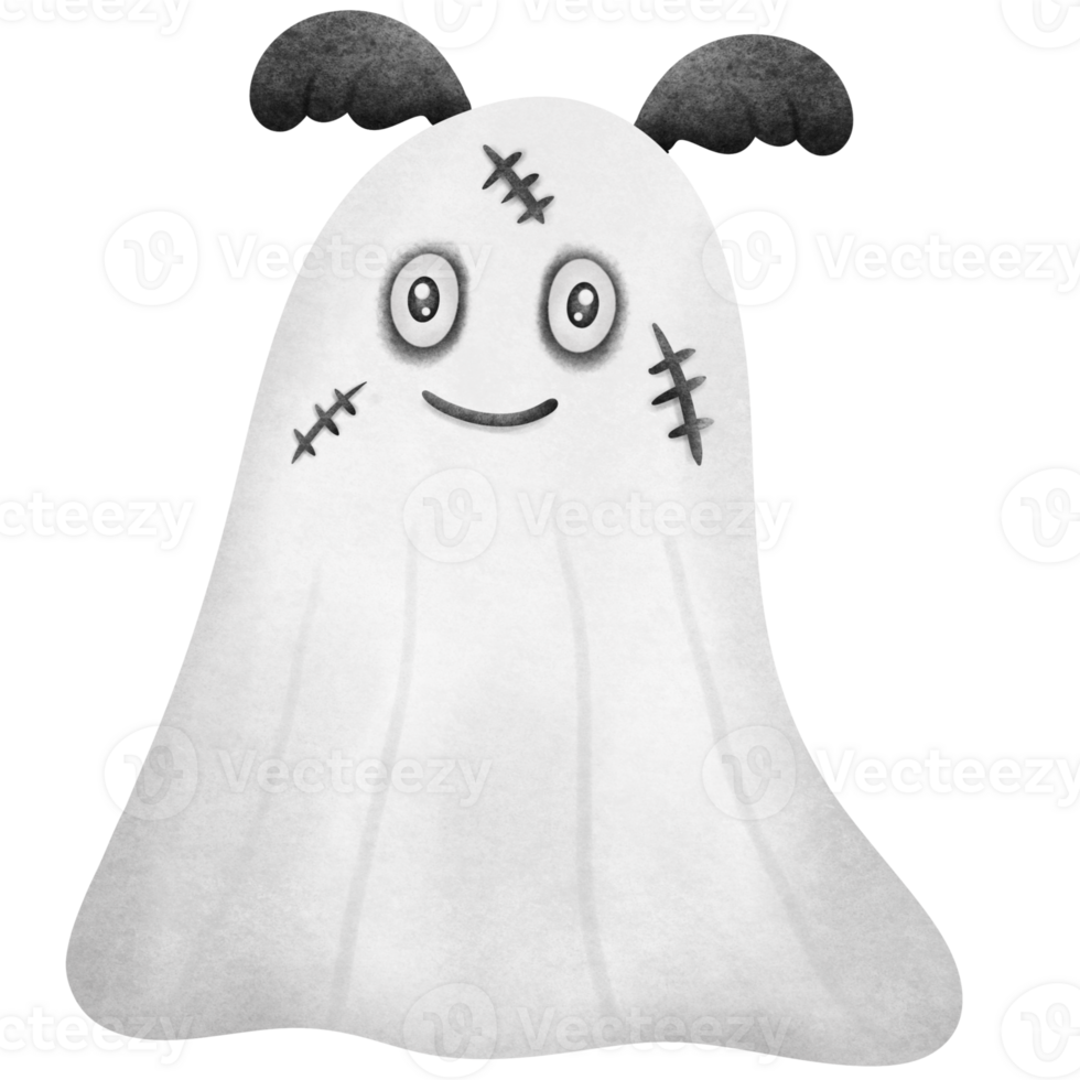 The little ghost floats with horns. png
