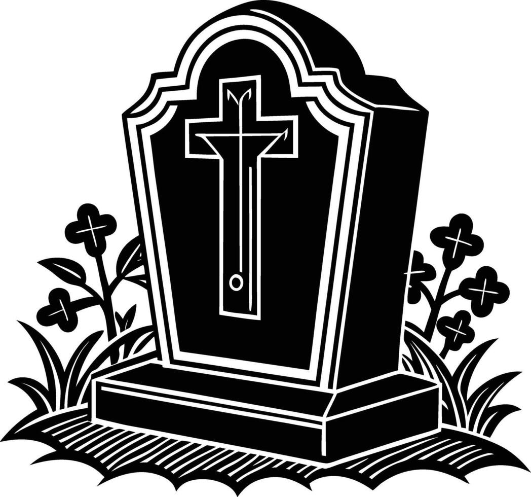 gravestone on white background vector