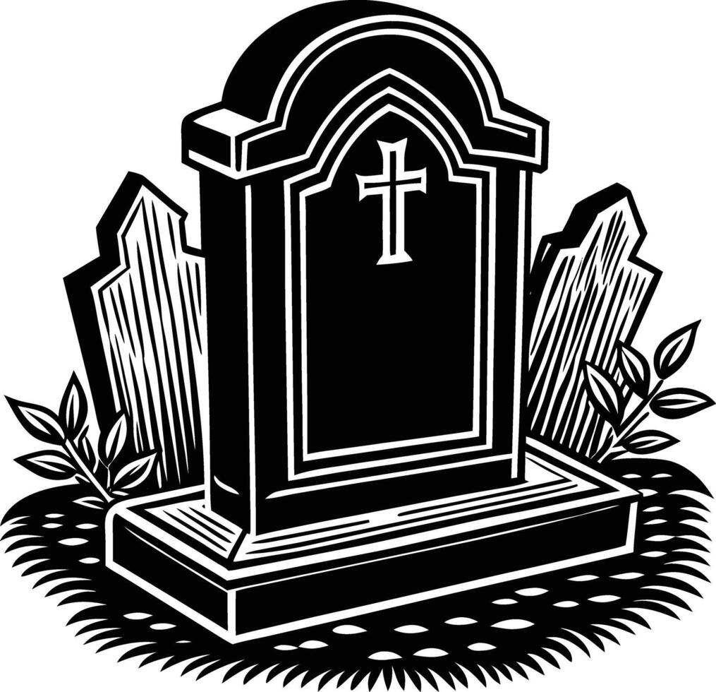 grave front view vector