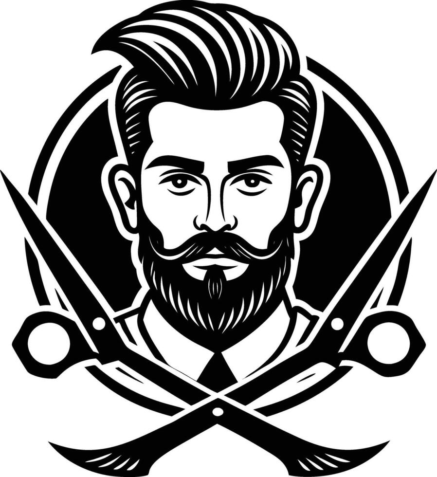 face and barber face logo vector