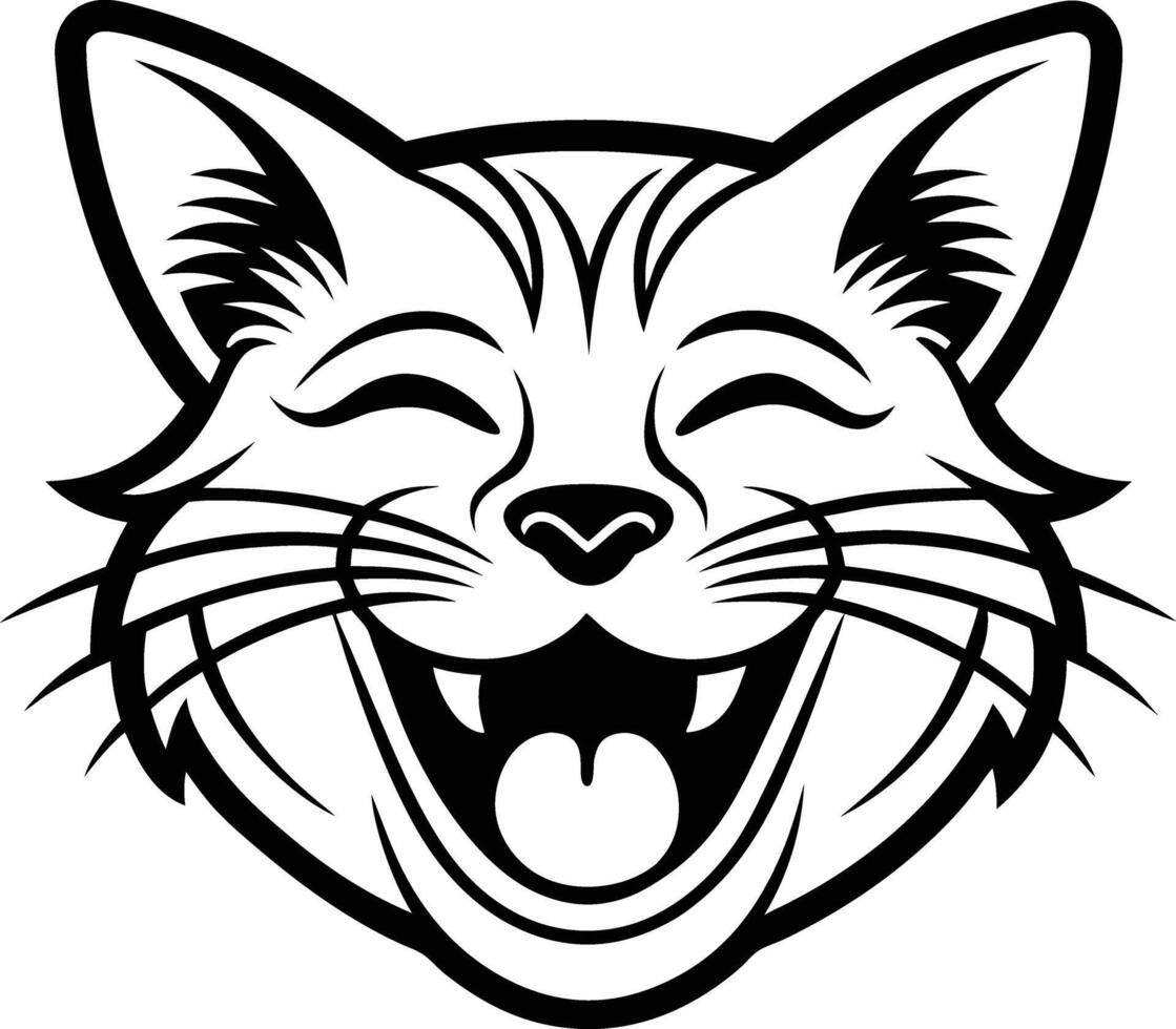 a Laughing cat Illustration logo vector
