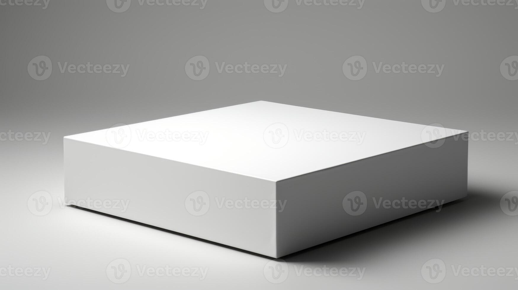 Blank white box mockup on grey background. photo
