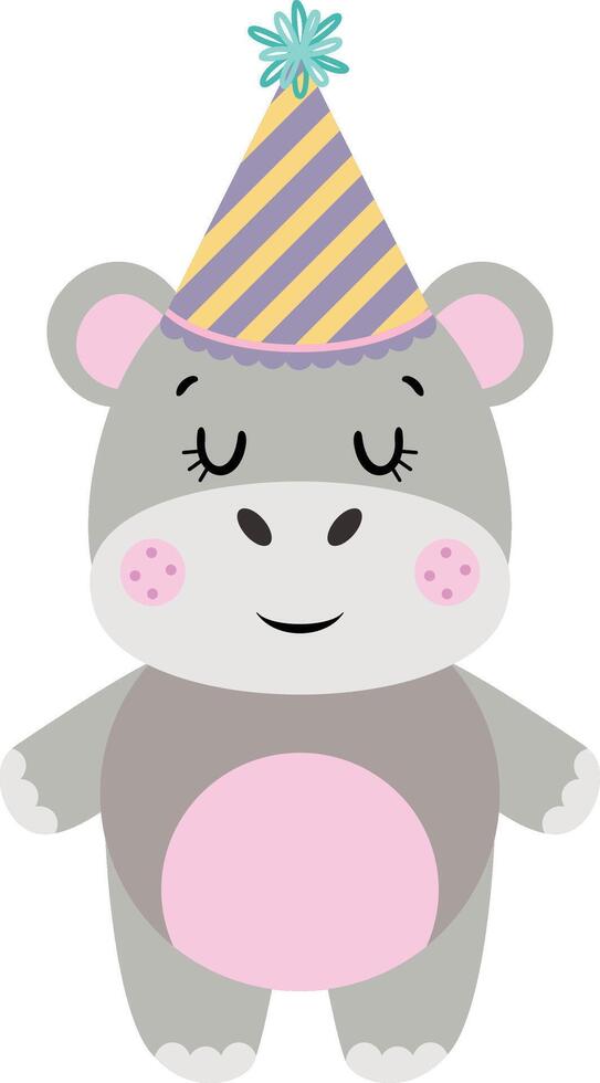 Surprise happy birthday cute hippo vector
