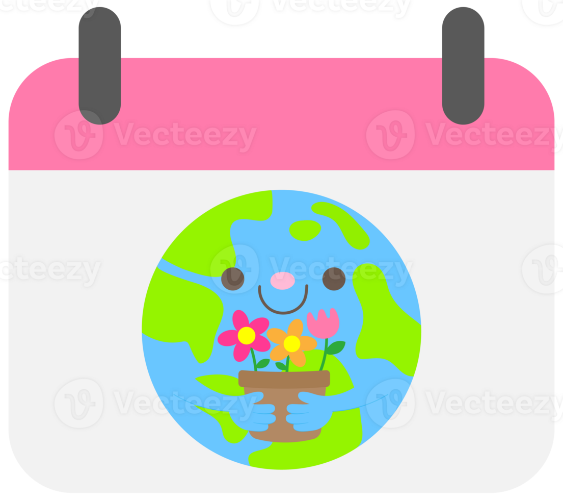Cute World Earth day Calendar ecology lifestyle and nature protection png