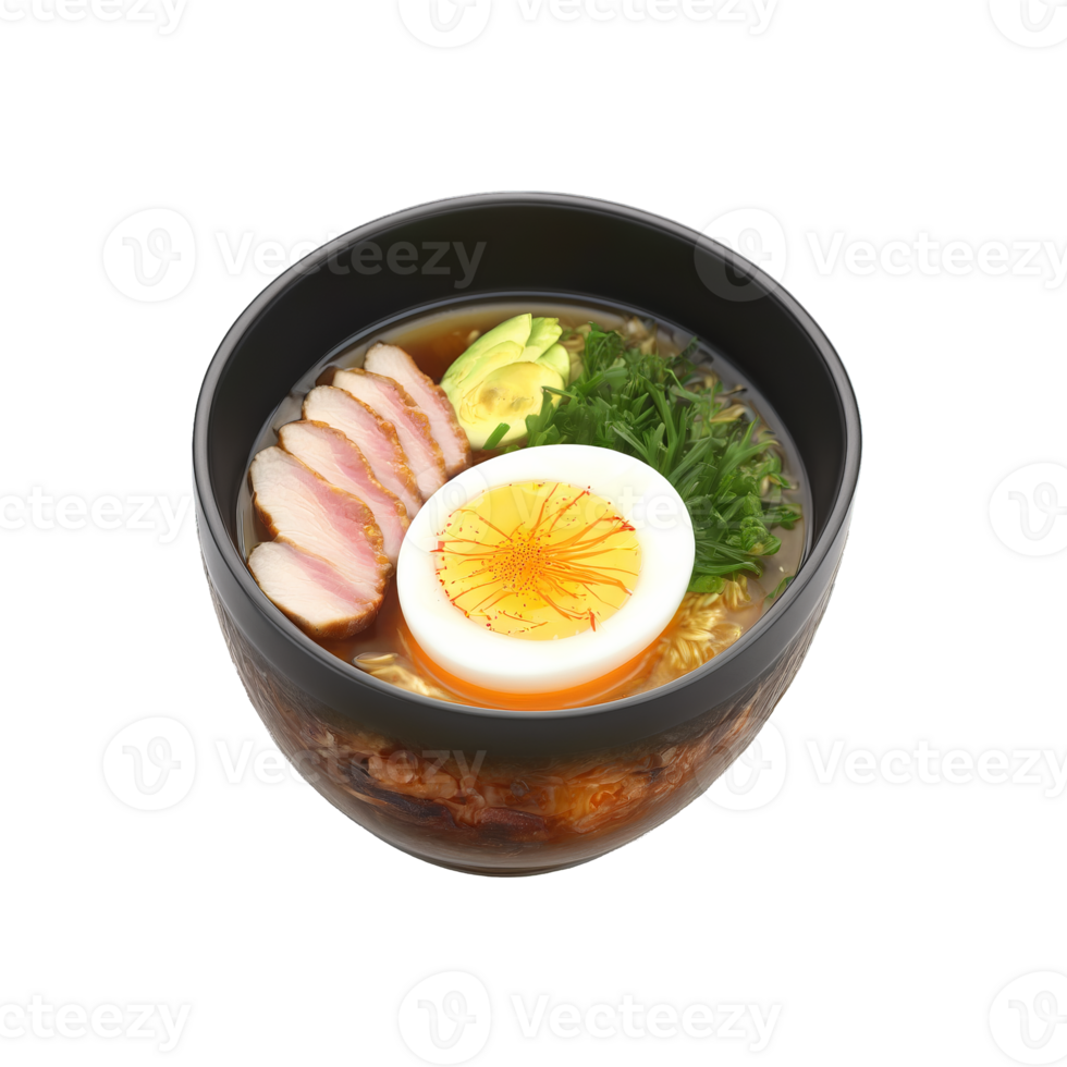Spicy ramen bowl with tonkotsu broth tender pork belly soft boiled egg and menma png