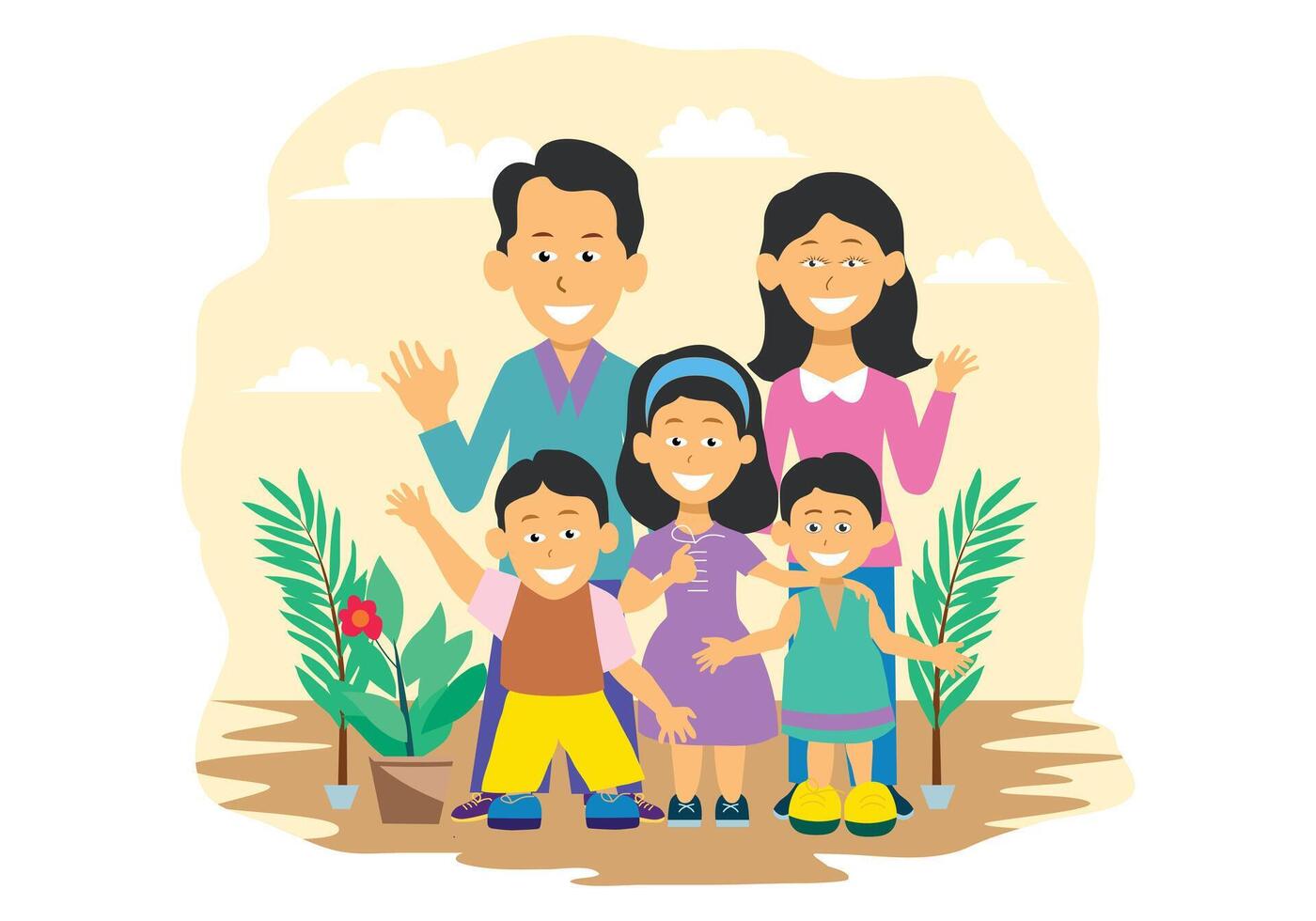 Happy family illustration for design elements, concept of harmony and togetherness. vector