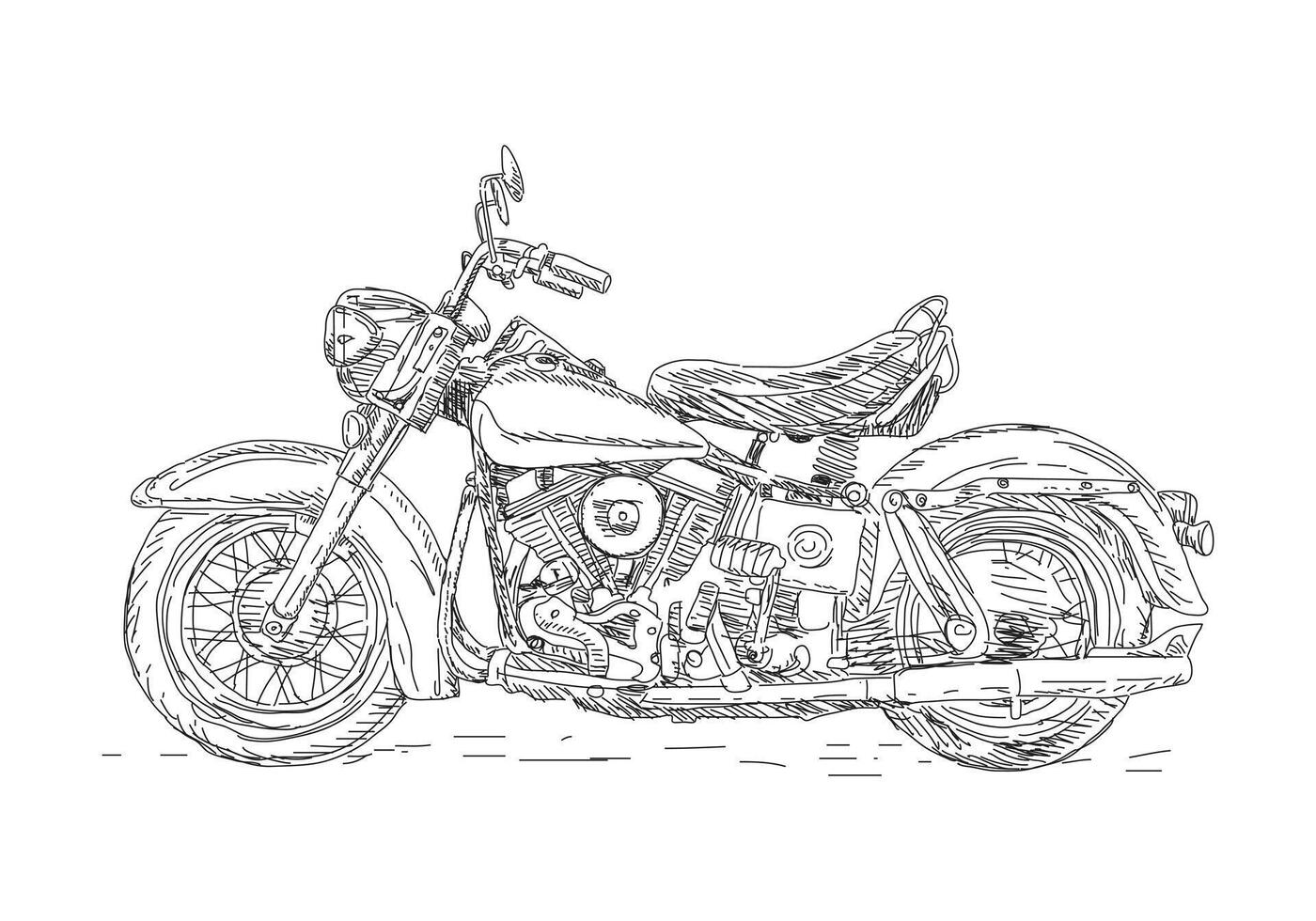 Sketch classic motorcycle illustration. Handmade drawing for background design. vector
