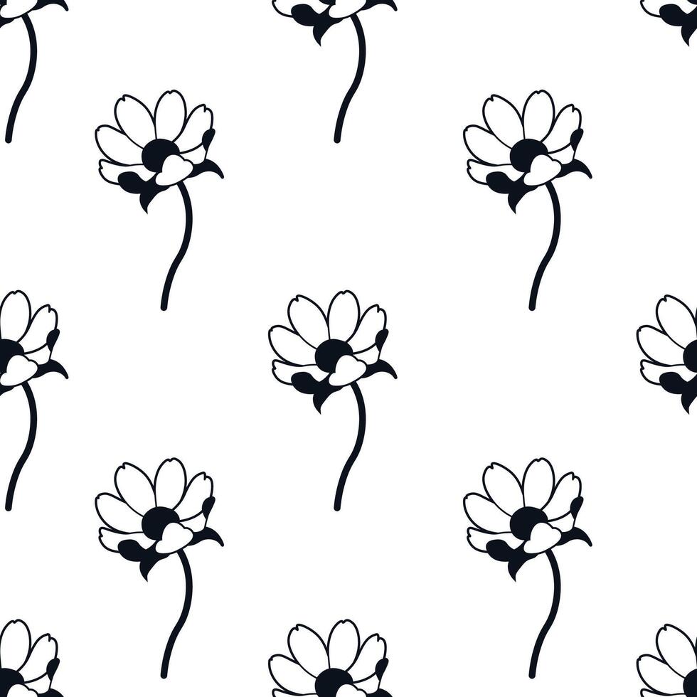 Daisy Floral Minimal Seamless Pattern vector