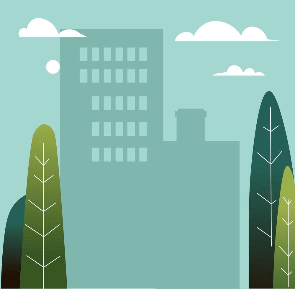 Building Surrounded By Trees vector