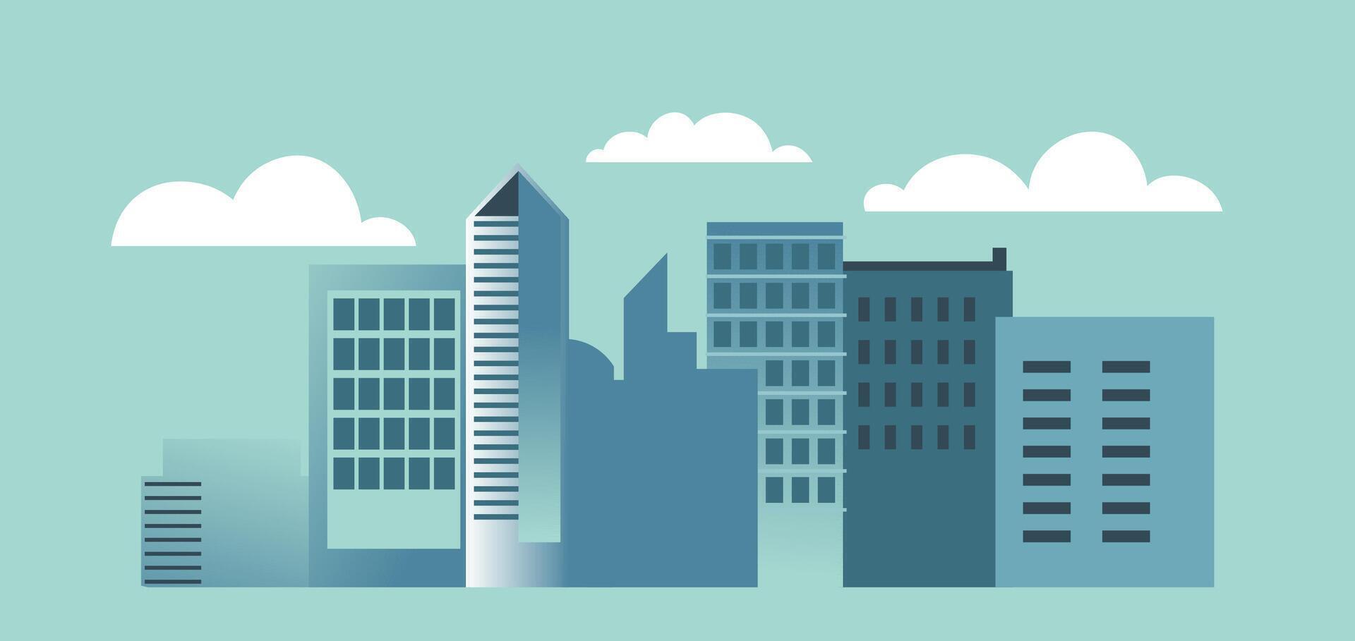 Minimalist Cityscape With Clouds vector
