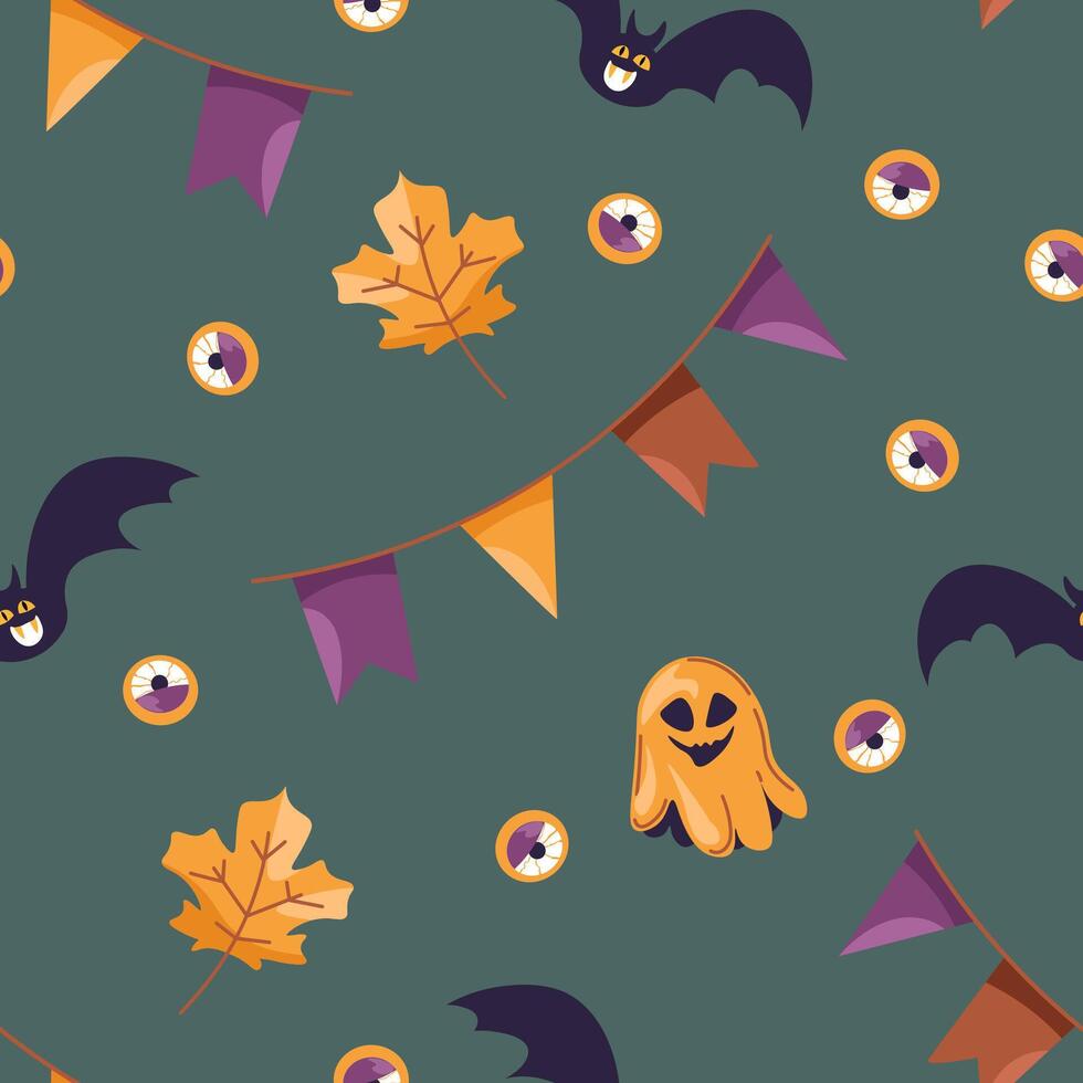Halloween Seamless Pattern with Bats vector