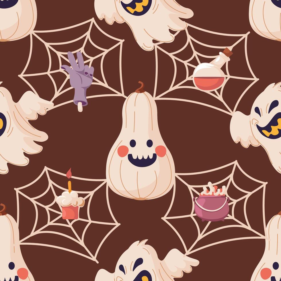 Halloween Ghost and Spider Web vector