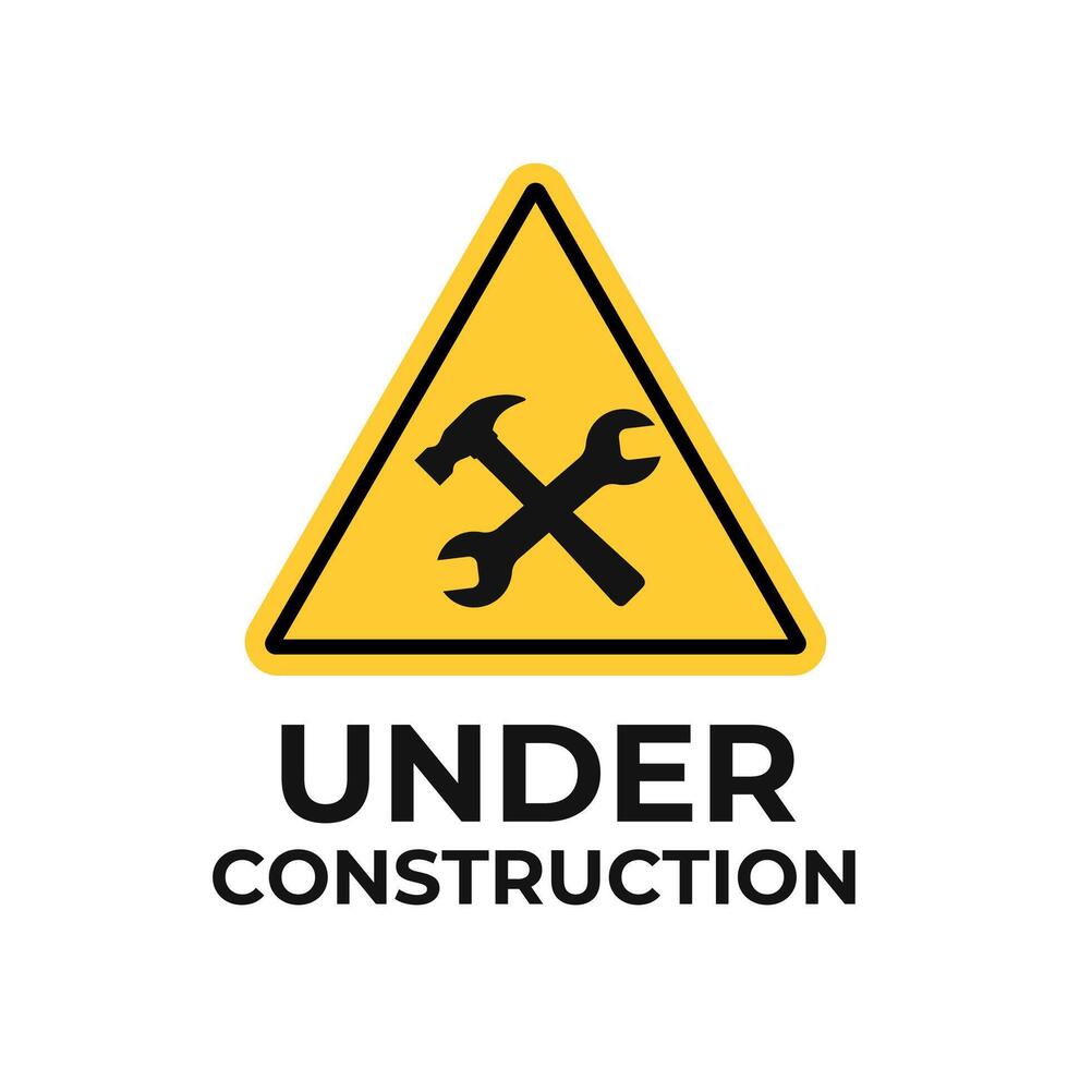 Under construction sign with hammer and wrench vector
