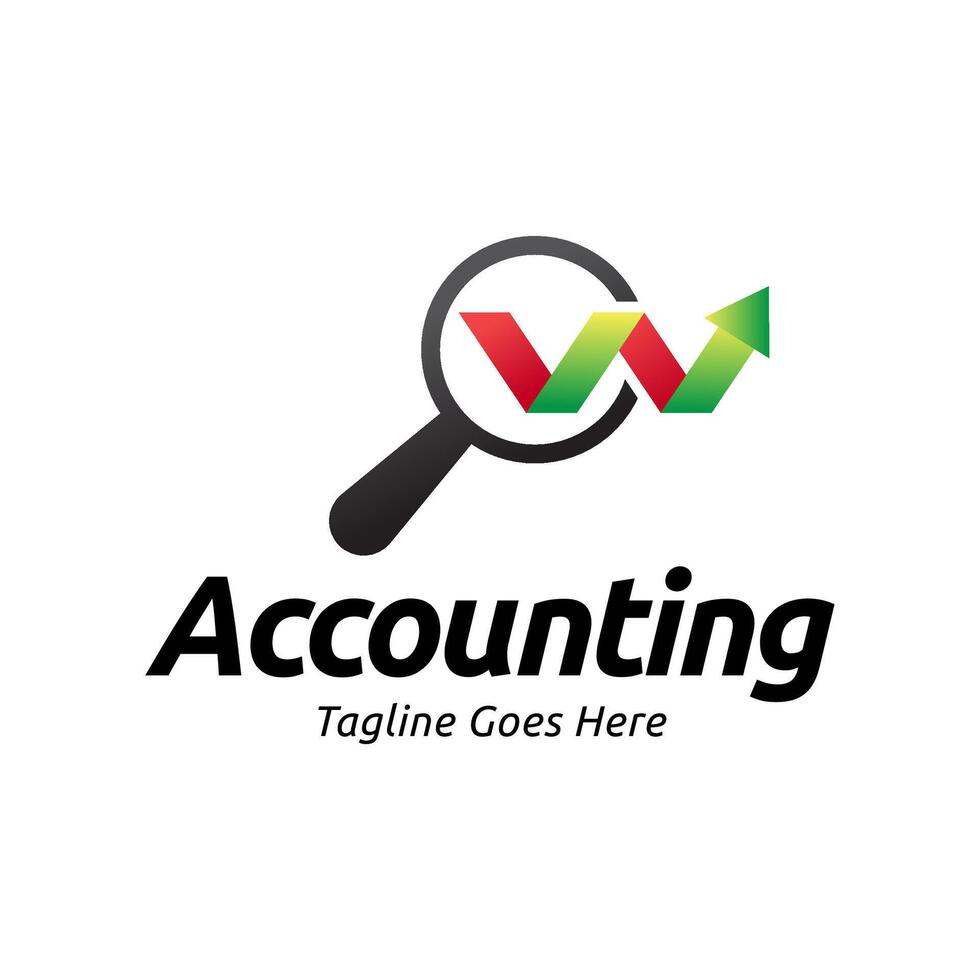 Accounting logo with magnifying glass vector