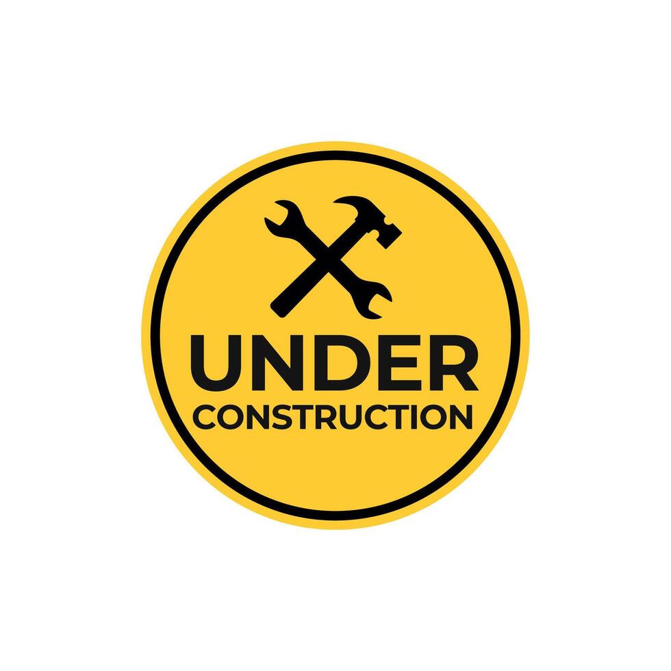 Under construction sign with hammer and wrench vector