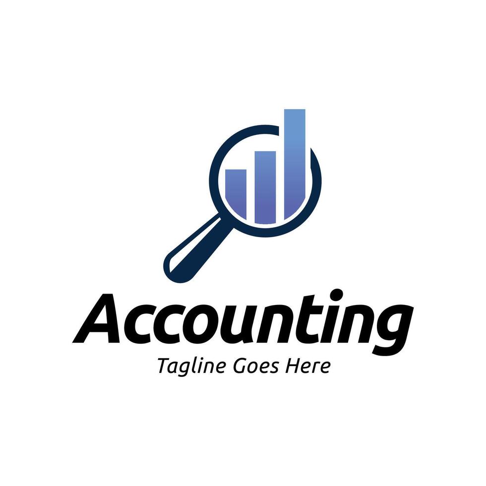 Accounting logo design with magnifying glass vector