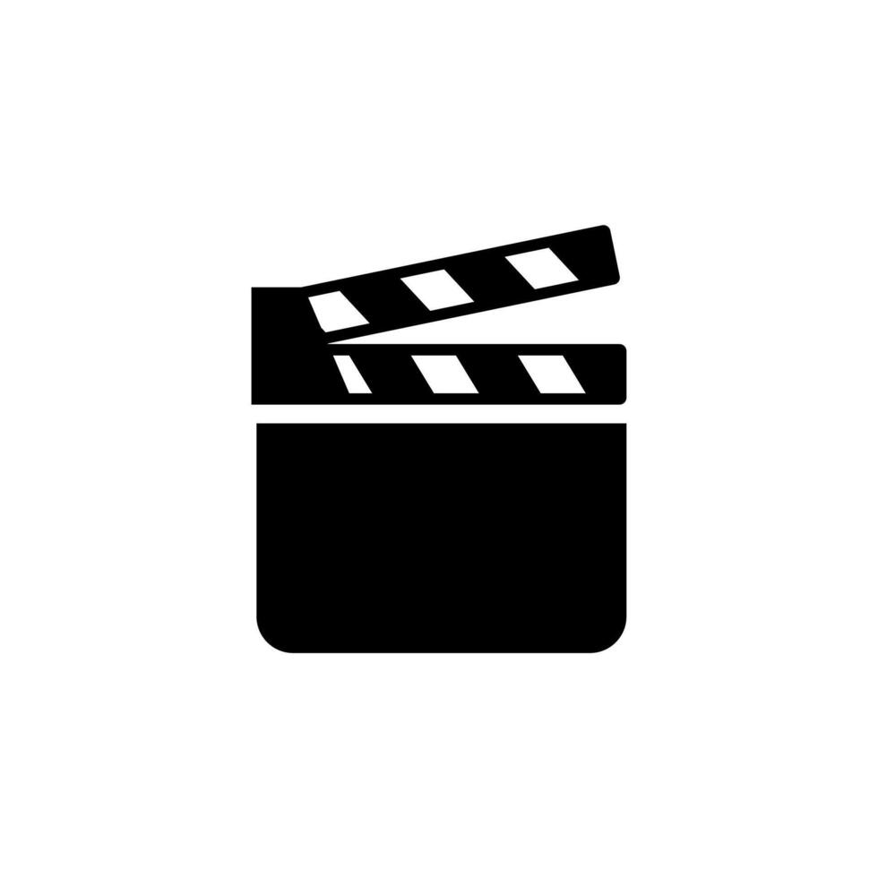 A black and white film clap icon on a white background vector