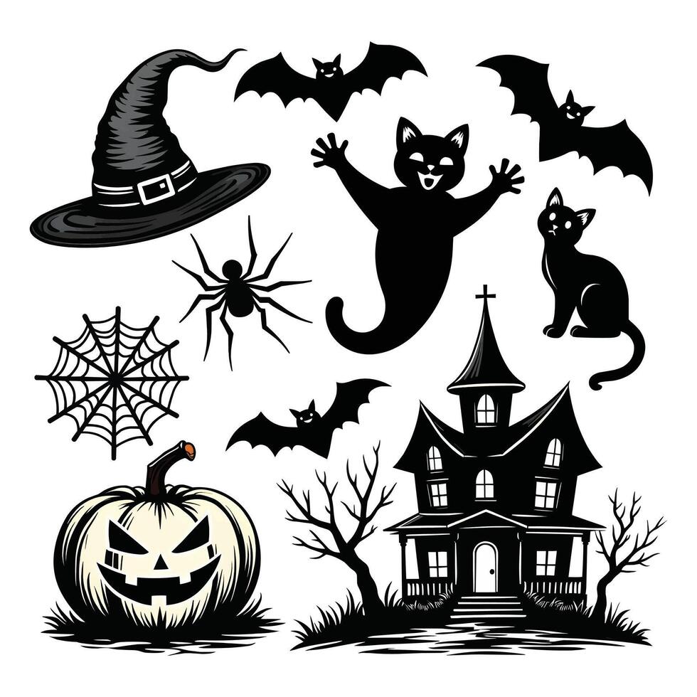 Happy Halloween Elements Set in White Background vector