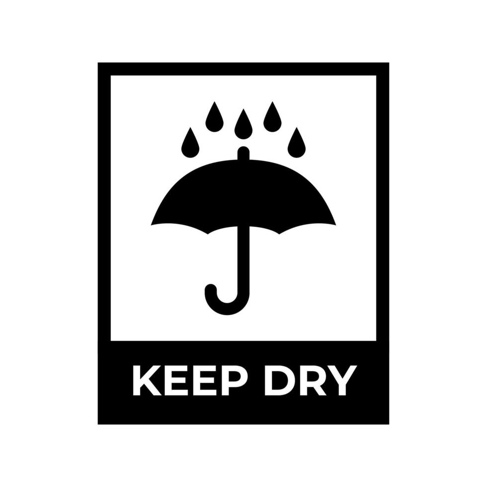 A black and white sign with the words keep dry vector