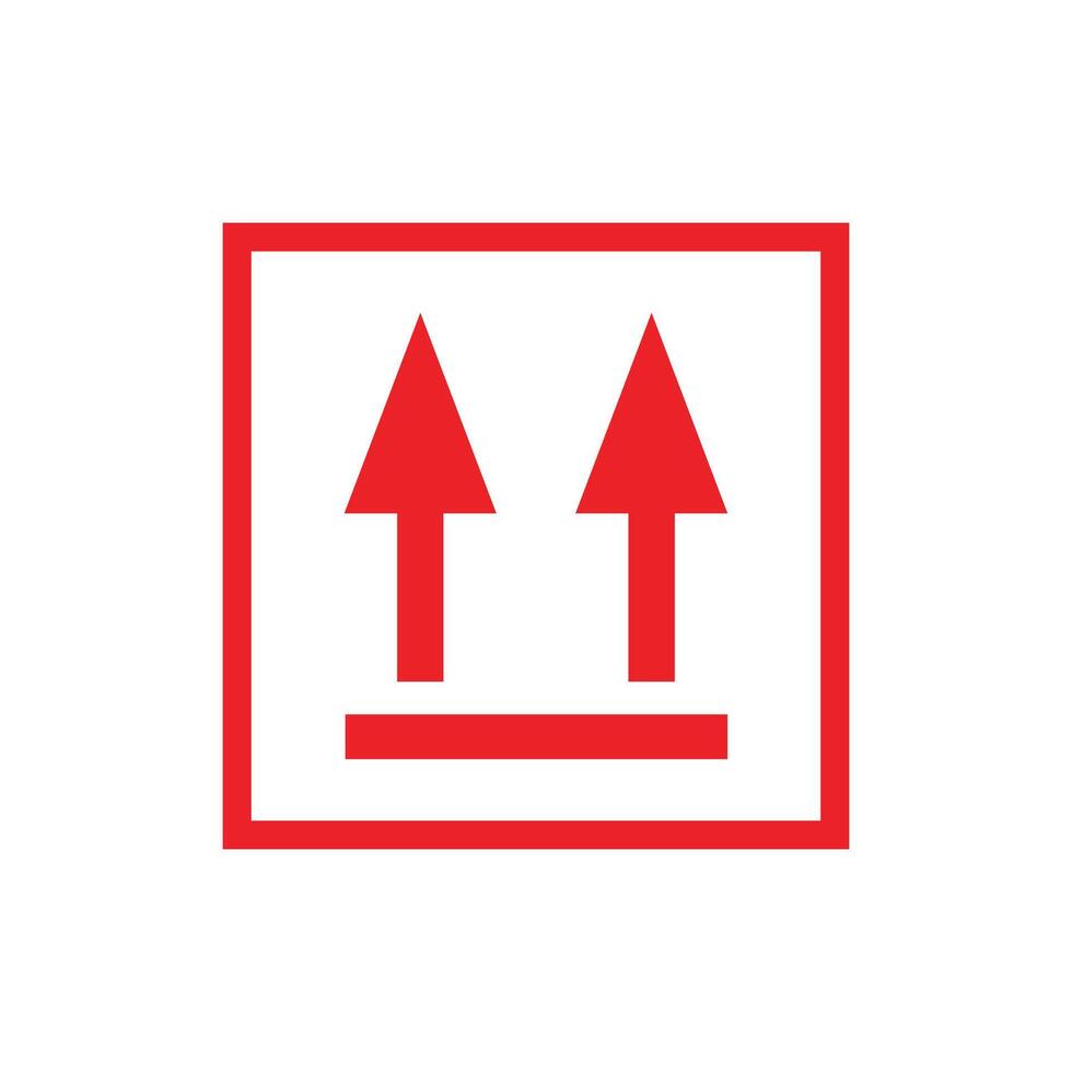 Two arrows pointing in opposite directions are shown in a red square vector