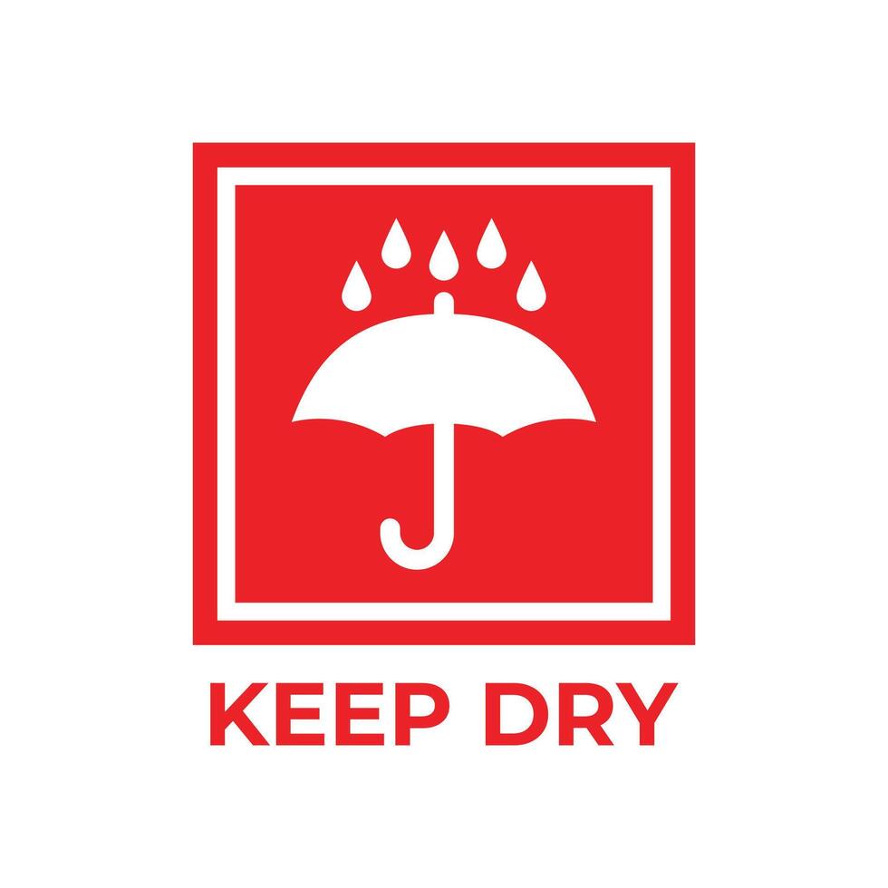 A red and white logo with the words keep dry vector