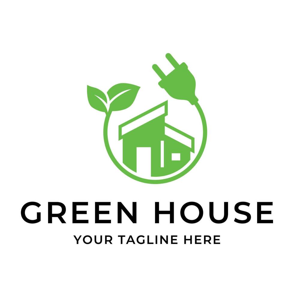 Green house logo template vector