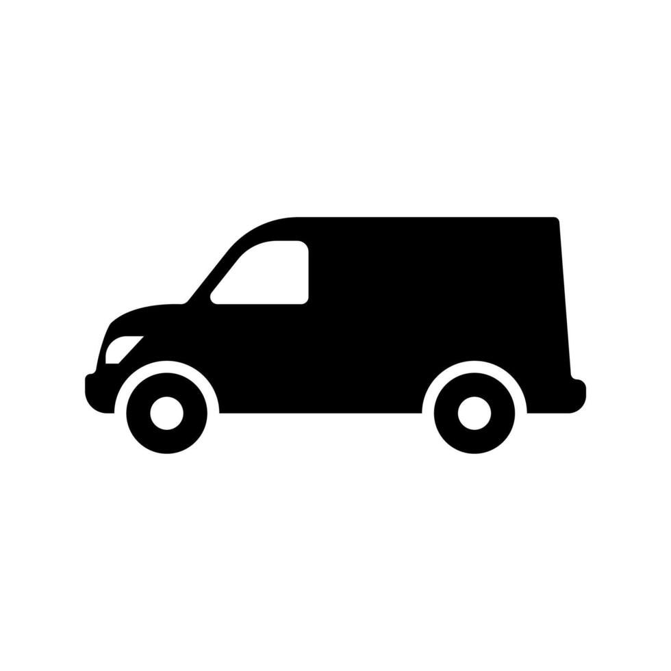 A black van icon on a white background vector