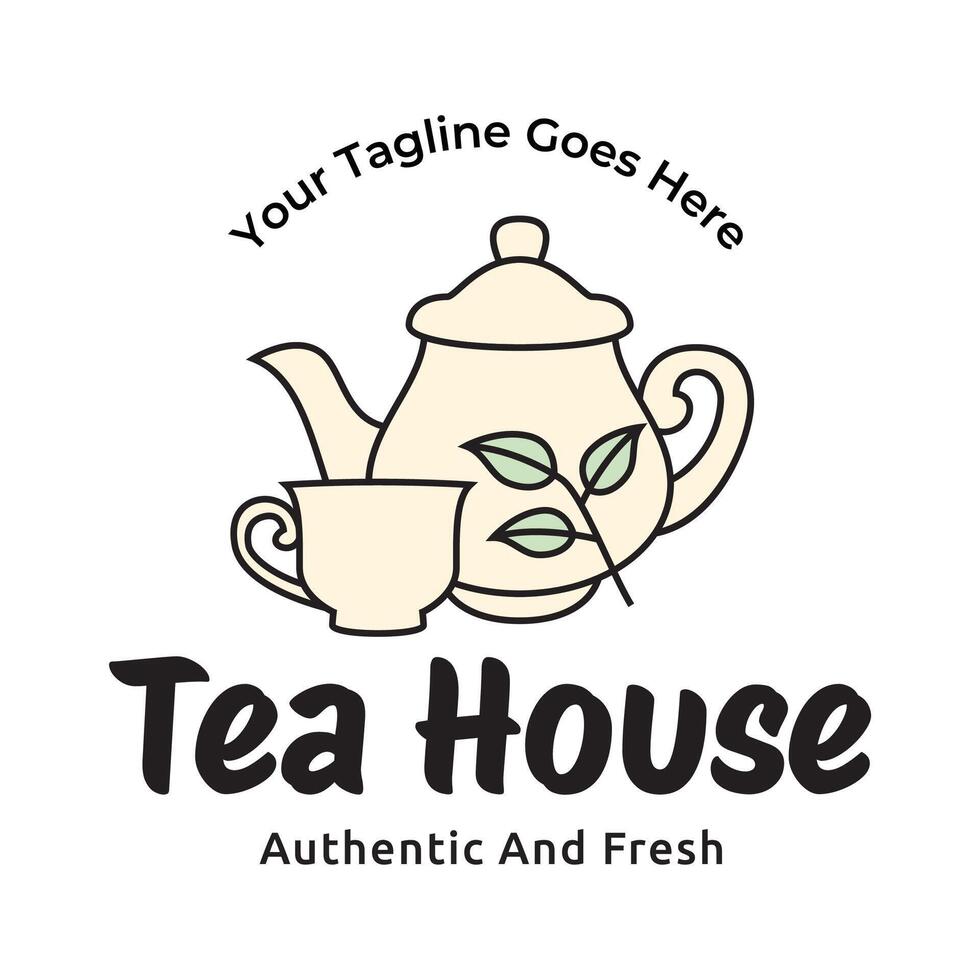 Tea house logo template vector