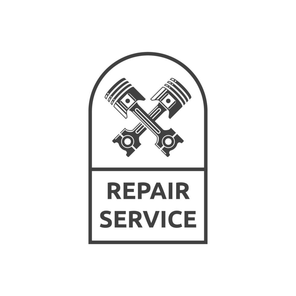 Repair service logo with two pistons and a wrench vector