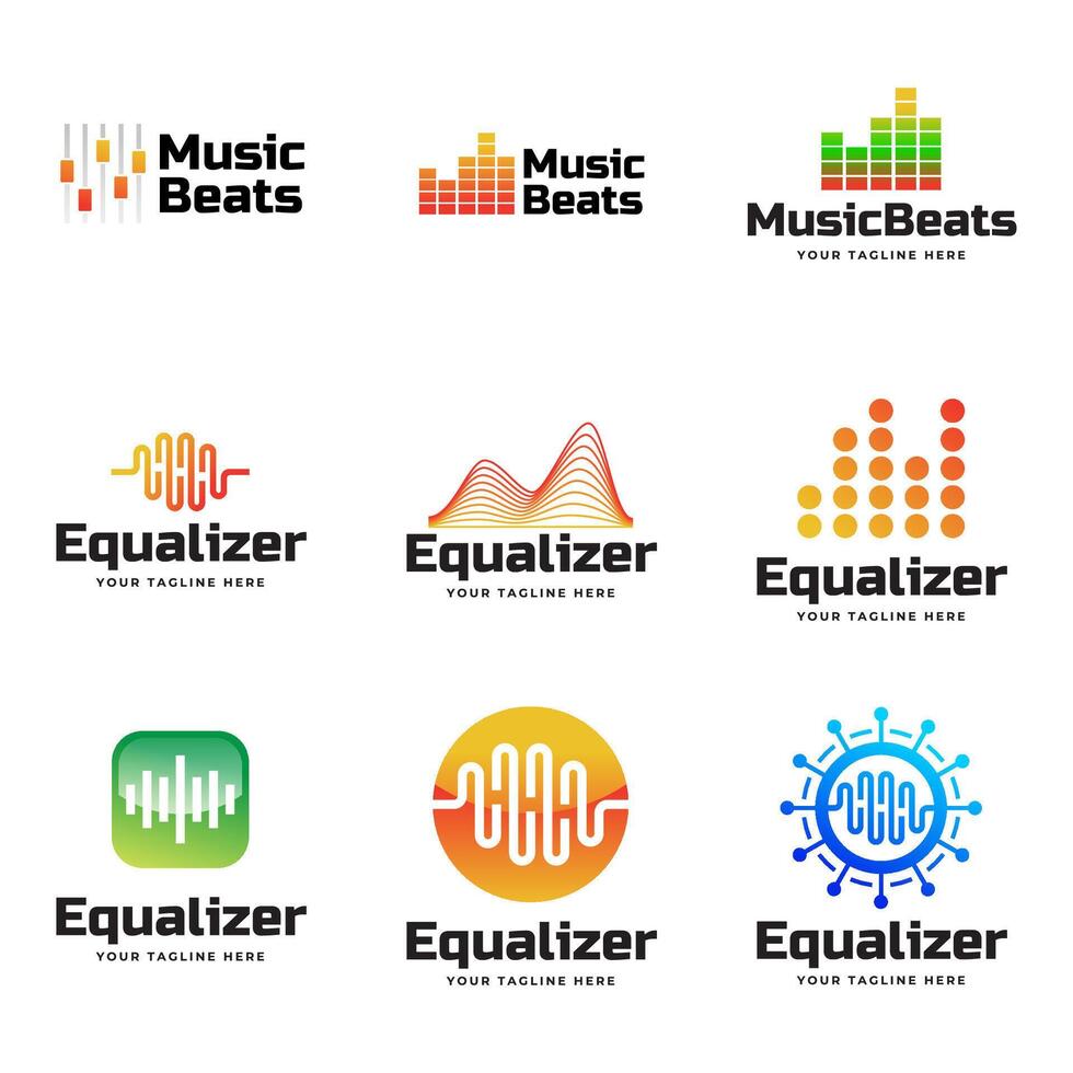 Music beats logo design set vector