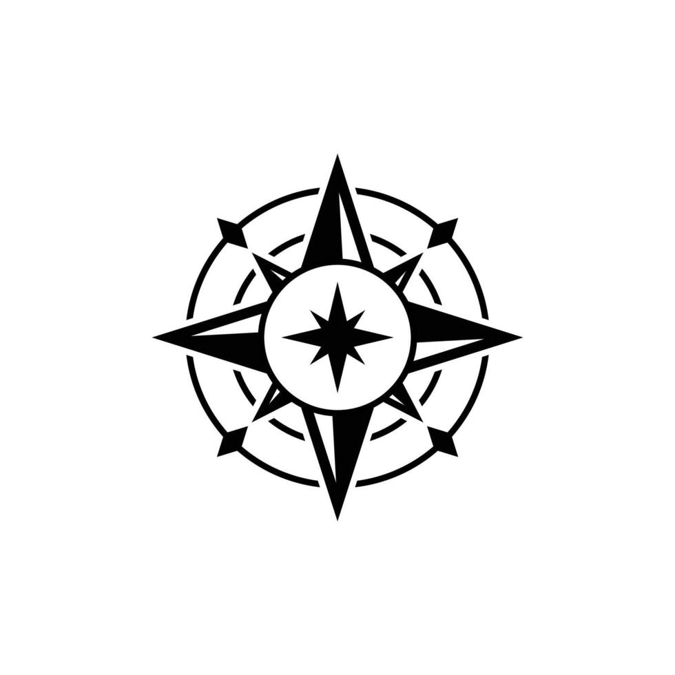 A black and white logo of a compass vector