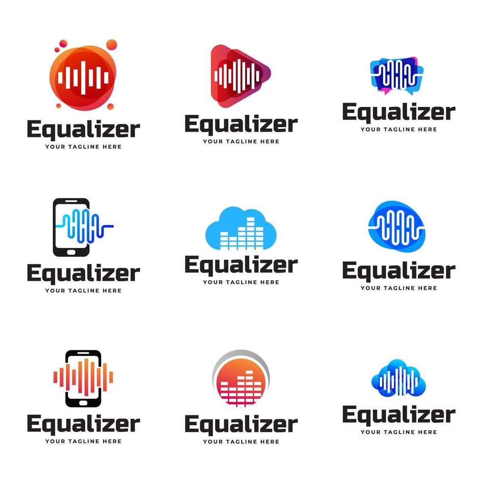 A set of logos for equalizer vector