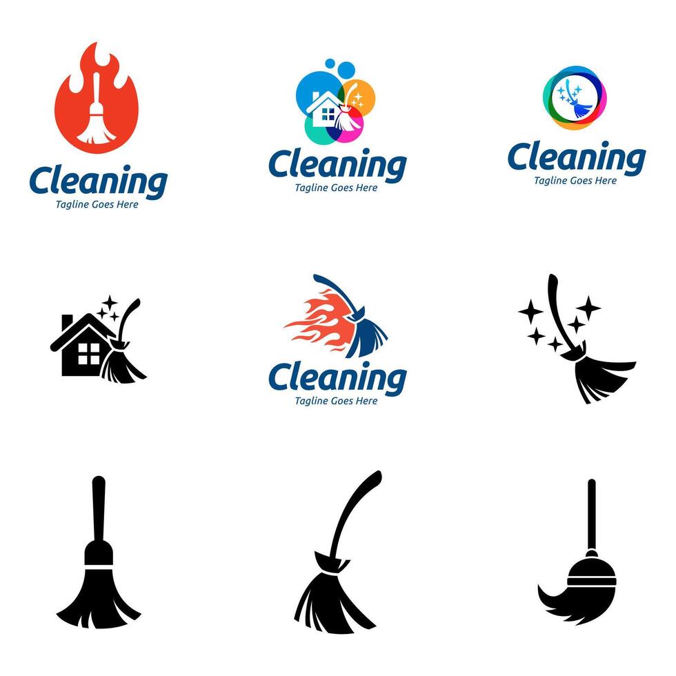 Cleaning logo set illustration vector