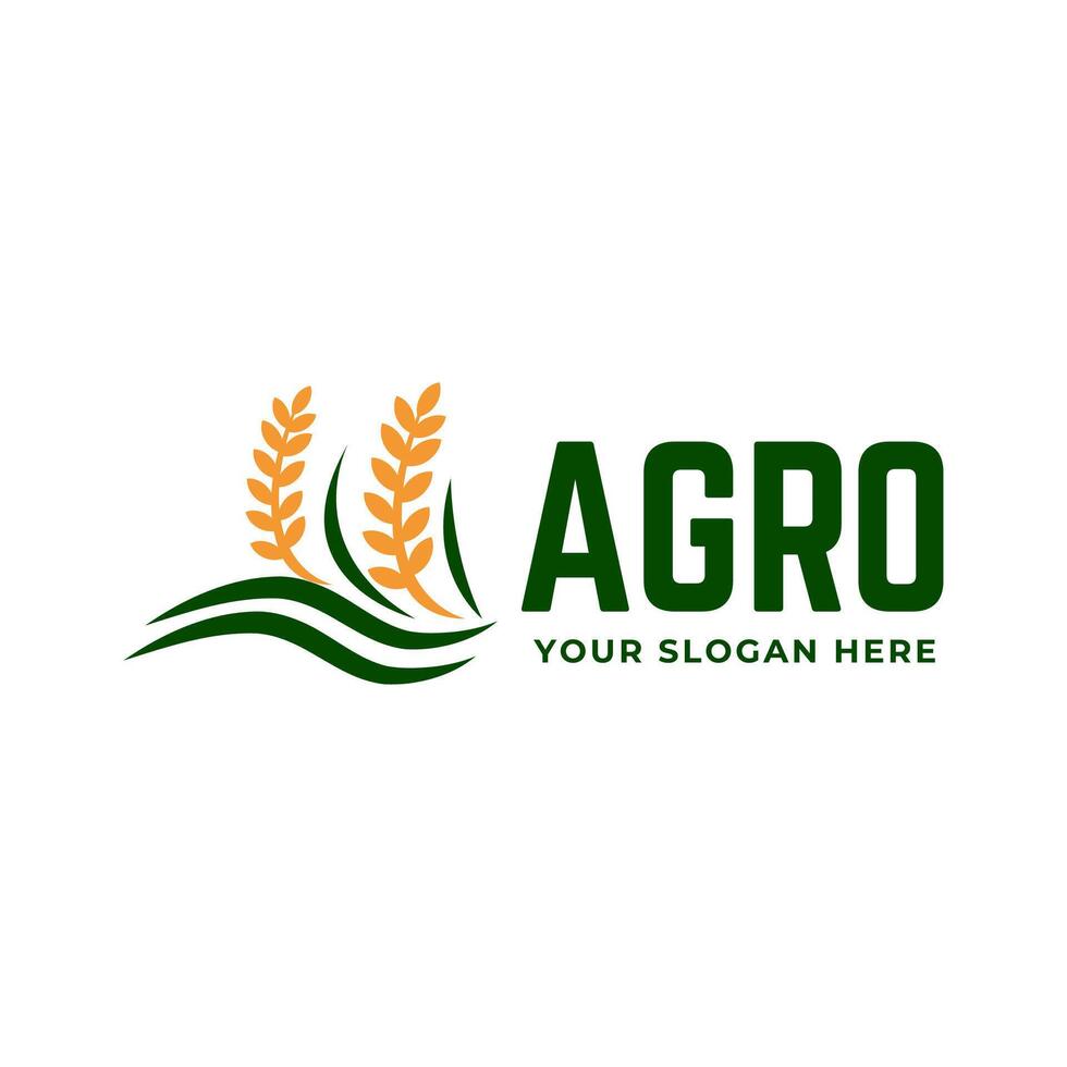 Agro logo template with wheat and grass vector