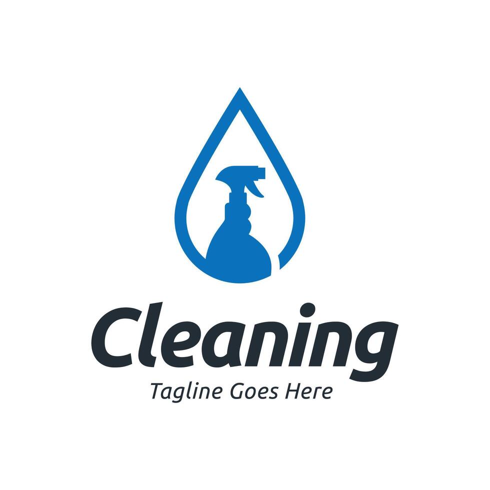 Cleaning logo template with blue drop vector