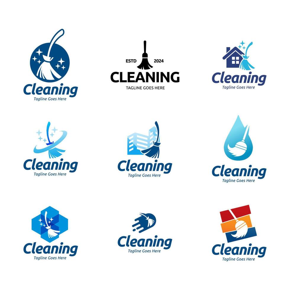 Cleaning logo design set illustration vector
