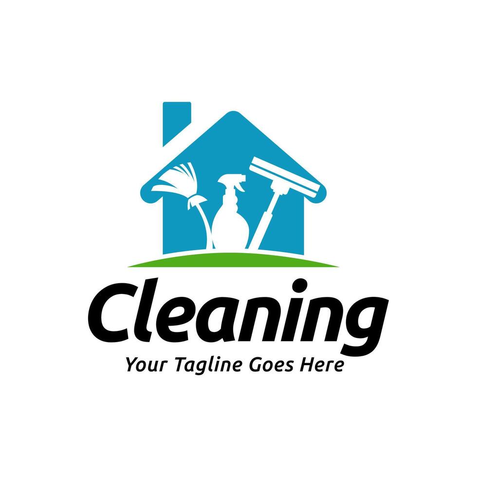 Cleaning logo template with a house and a bird vector