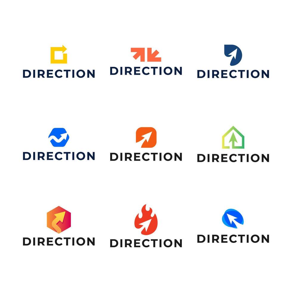 Set of Abstract business logo design template with arrow symbol. vector