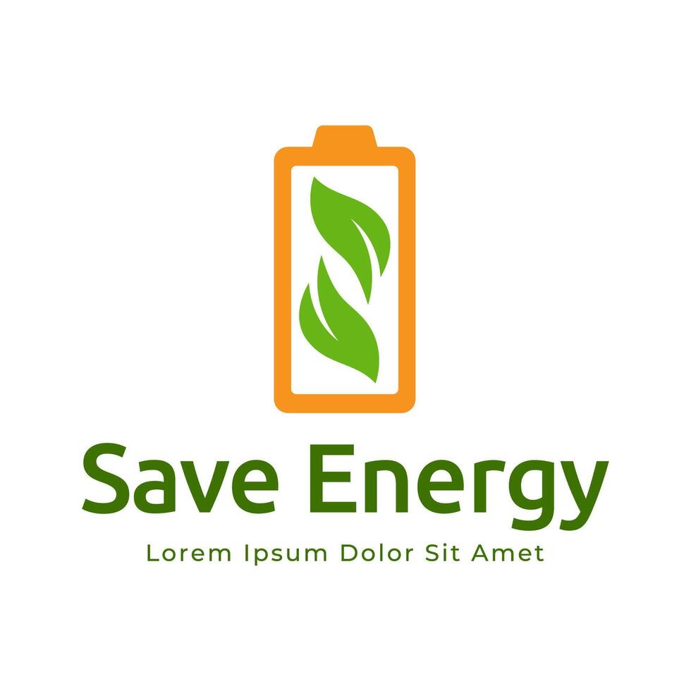 Save energy logo design with battery vector