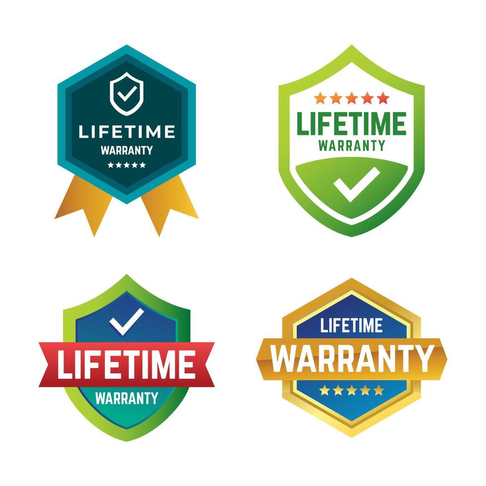 Set of Lifetime Warranty Stamp, Imprint, Seal Template. Stock Illustration vector