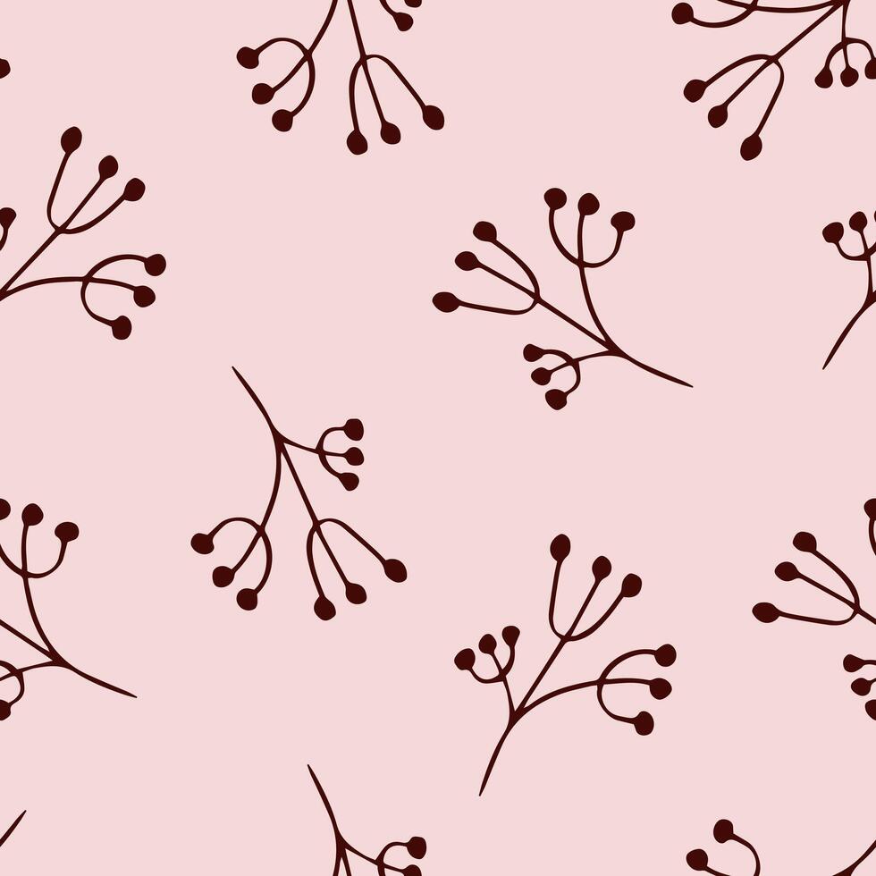Hand drawn blooming flowers botanical floral and leaves background seamless pattern. vector