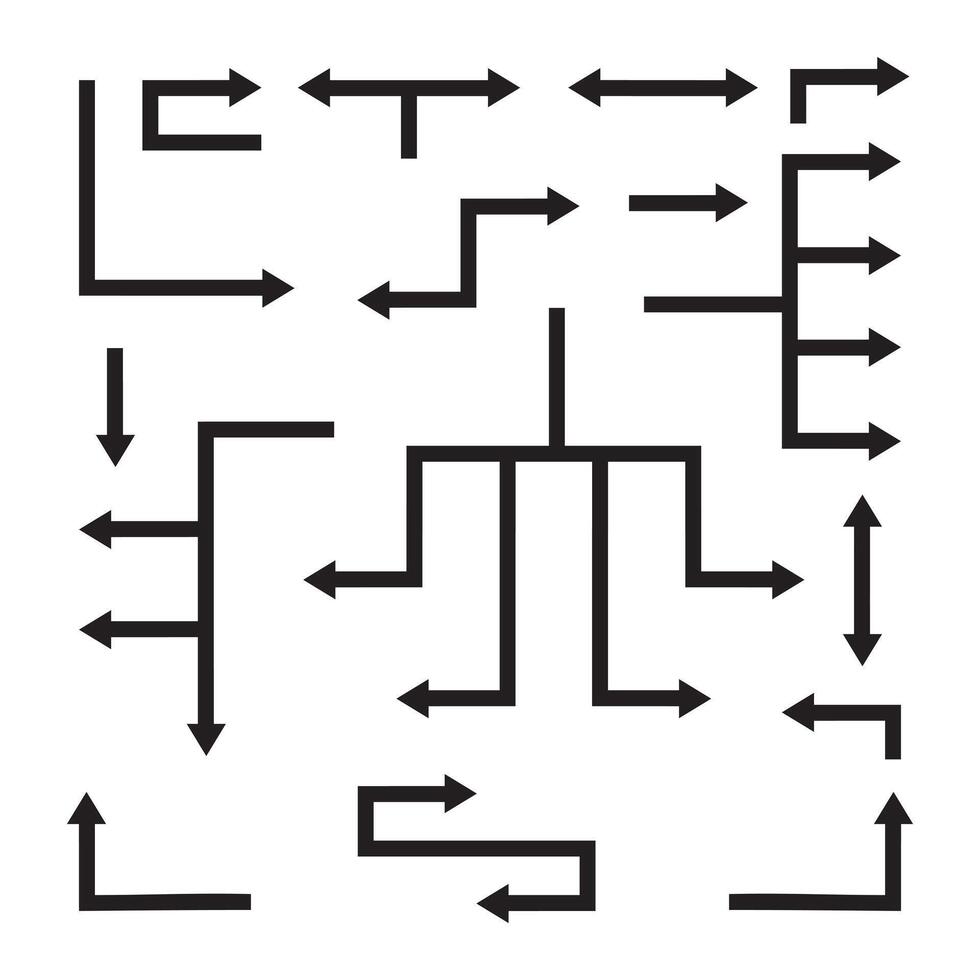 Set of black arrow pointing up. Arrow shape element. vector